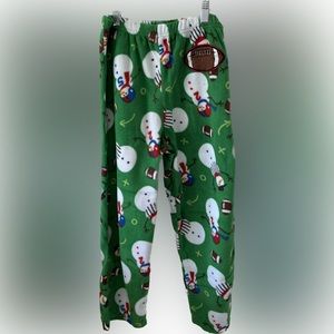 Boy’s Up-Late “Football Snowmen” Pajama Pants. Size M (10/12). Color Green.